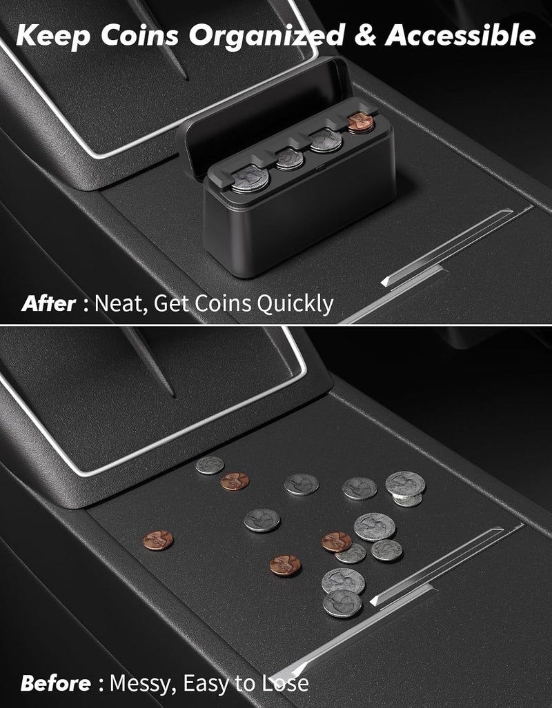 ANCHOM Coin Holder for Car, Larger Capacity Car Change Coin Holder Organizer, Coin Dispenser Storage Fit for Most Car Trucks Accessories - Image 2